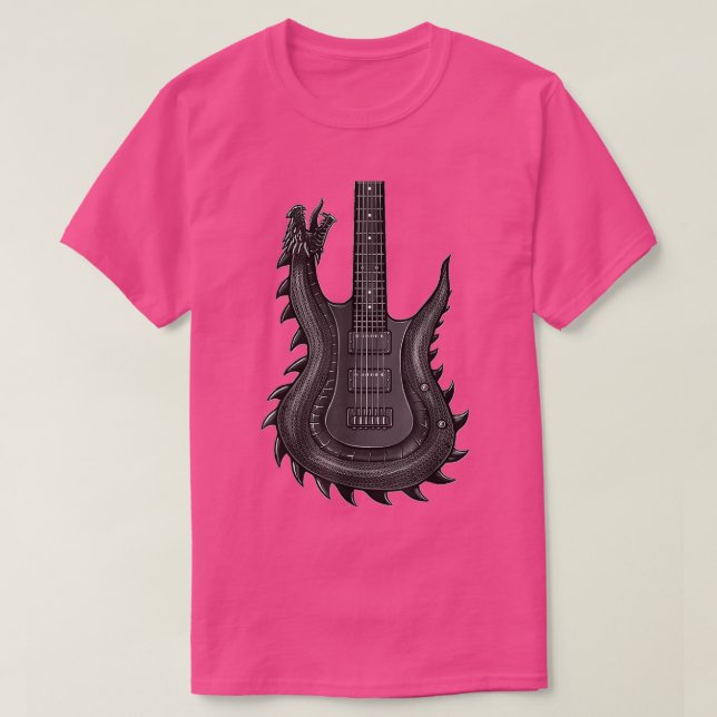 Unik Dragon Guitar För manar Sten T Shirt (Design framsida)