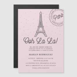 Unik Eiffel Torn Paris Quinceañera Magnetisk Inbjudningskort