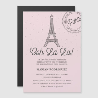 Unik  Eiffel Torn Paris Quinceañera Magnetisk Inbjudningskort