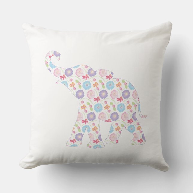 Unik elefant Mönster Art Graphic White Modern Kudde (Framsida)