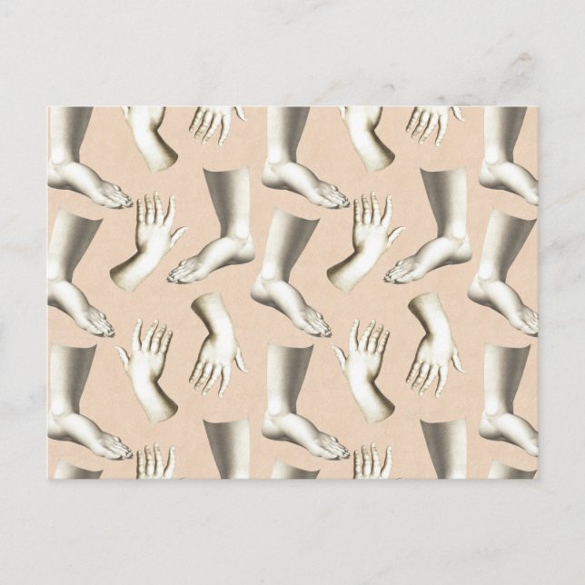 Unik elegant för antika Engring Händer Feet Unik Vykort (Framsida)