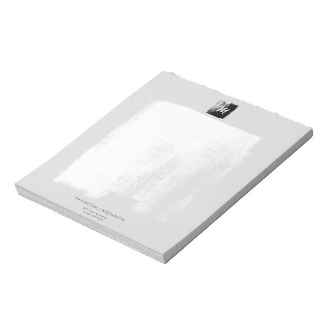 Unik Elegant för grått Artistic Forstic Monogram N Anteckningsblock (Roterad)