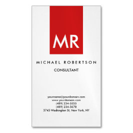 Unik Elegant för Red White Monogram Magnetiska Visitkort