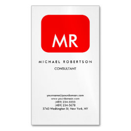 Unik Elegant för Red White Monogram Magnetiska Visitkort