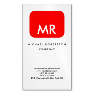 Unik Elegant för Red White Monogram Magnetiska Visitkort
