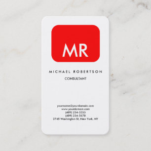 Unik Elegant för Red White Monogram Visitkort