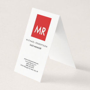Unik Elegant för Red White Monogram Visitkort