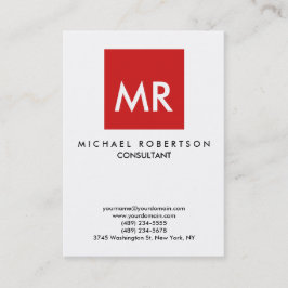 Unik Elegant för Red White Monogram Visitkort