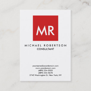 Unik Elegant för Red White Monogram Visitkort