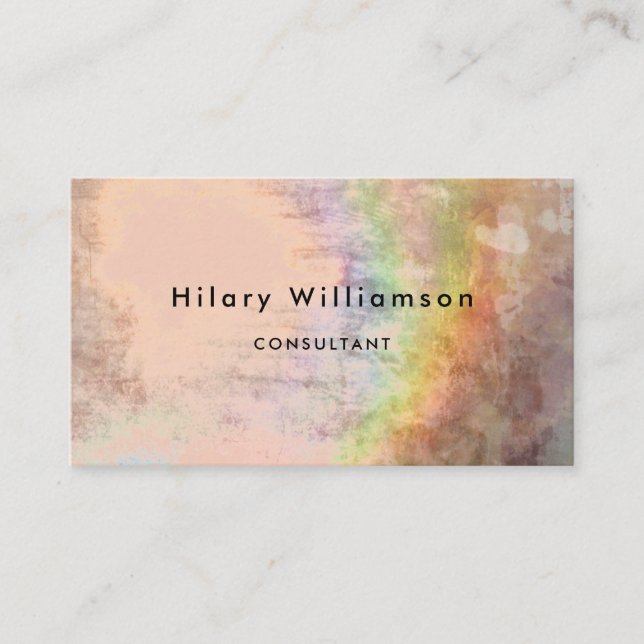 Unik Elegant Grunge Beige Holograph Rainbow Visitkort (Framsida)