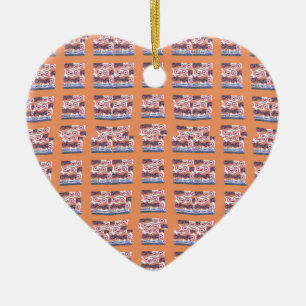 Unik Elegant Heart-mönstrad grafik för alla åldrar Julgransprydnad Keramik