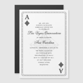 Unik Elegant Las Vegas Casino Quinceañera Magnetisk Inbjudningskort