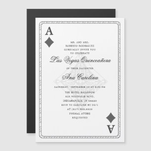 Unik Elegant Las Vegas Casino Quinceañera Magnetisk Inbjudningskort
