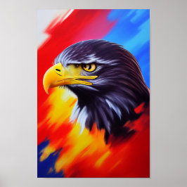 Unik Elegant Majestic Eagle Rainbow Digital Art Poster