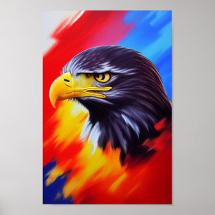 Unik Elegant Majestic Eagle Rainbow Digital Art Poster