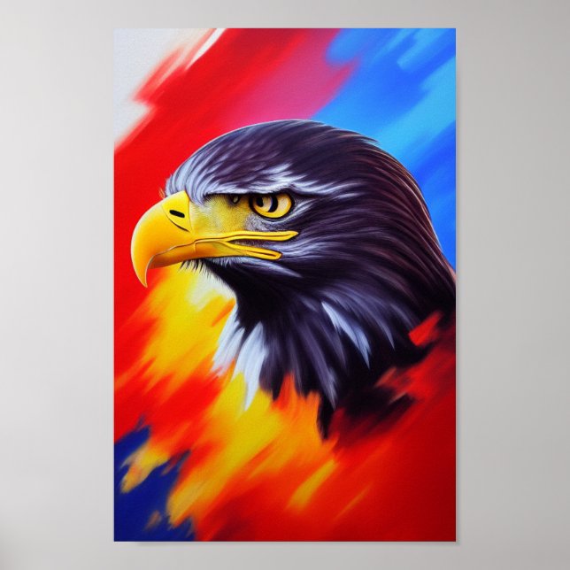 Unik Elegant Majestic Eagle Rainbow Digital Art Poster (Framsidan)