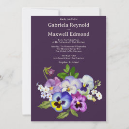 Unik Elegant Watercolor Pansy Bröllop Inbjudningar