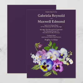 Unik Elegant Watercolor Pansy Bröllop Inbjudningar