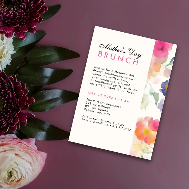 Unik enkel Blommigt Grey mor day BRUNCH Inbjudningar (Skapare uppladdad)