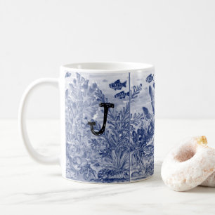 Unik enogramsblått Sjöliv vid kustnära beachy Kaffemugg