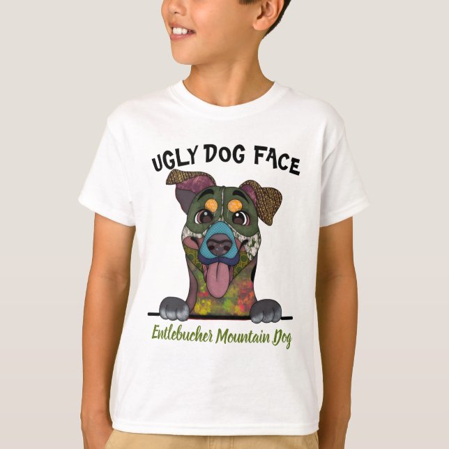 Unik Entlebucher Mountain Hund ful hund ansikte T Shirt (Framsida)