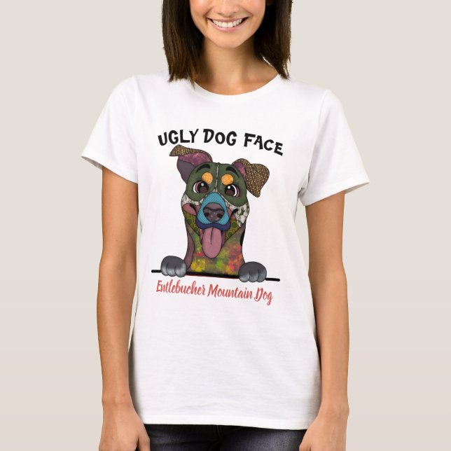 Unik Entlebucher Mountain Hund ful hund ansikte T Shirt (Framsida)