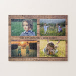 Unik familjens fotokollage på rustiska lingträ pussel<br><div class="desc">Familjefotosamlingspussel Du kan anpassa det och lägga till de vackraste bilderna. Underbar roligt!</div>