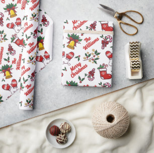 Unik Family Namn-jul - röd och Grönt Presentpapper