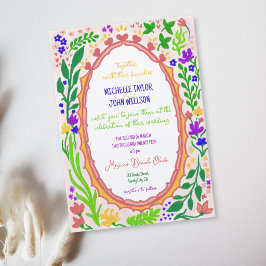 Unik fantasifull blommig tokig klotter handritad  inbjudningar