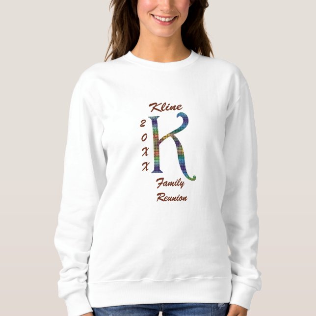 Unik färgad Brev K Monogram för familjeåterförenin T Shirt (Framsida)