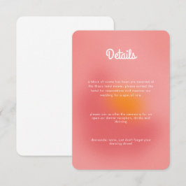 Unik färgad övertoning Ombre Rosa Orange Bröllop Tilläggskort