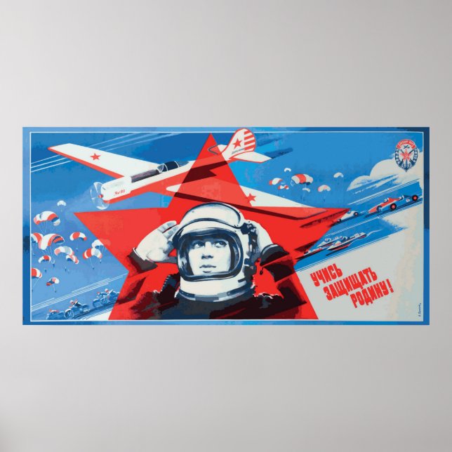 Unik, färglös Poster från Sovjettiden Cosmonaut 19 (Framsidan)