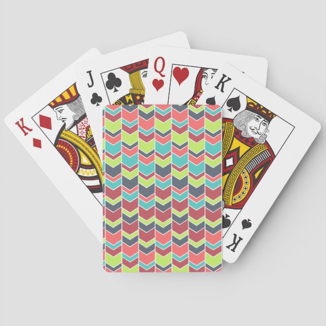 Unik färgstark modern Chevron Mönster Casinokort (Baksidan)