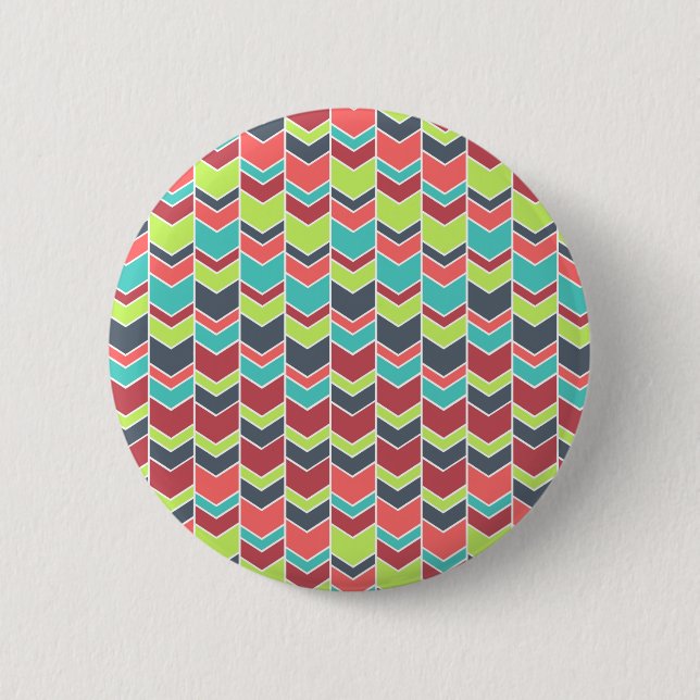 Unik färgstark modern Chevron Mönster Knapp (Framsida)