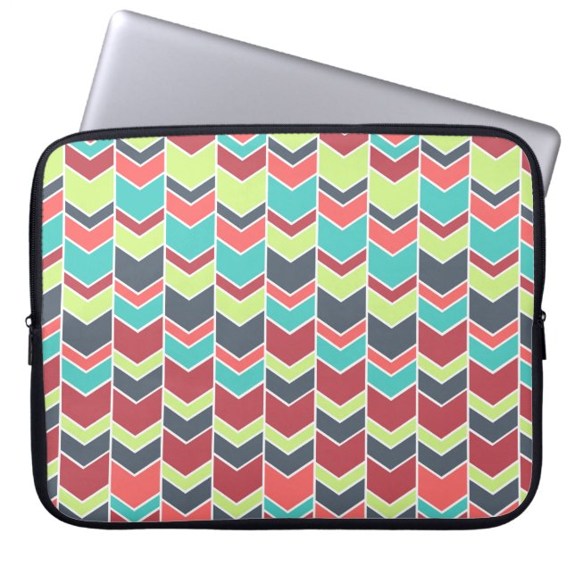 Unik färgstark modern Chevron Mönster Laptop Sleeve (Framsidan)