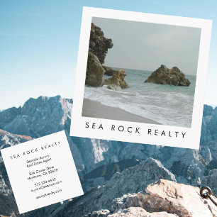 Unik Fastighetsmäklare Skakar Om Ocean Beach Foto Fyrkantigt Visitkort