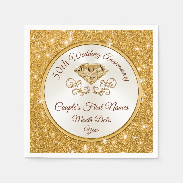 Unik femtioårsjubileum - Beverage, Lunch Pappersservett (Framsidan)