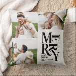 Unik flerfotomodern elegant-typografi kudde<br><div class="desc">Modern,  minimal grafik av vintage,  unik svart- och krämtypografi,  merry chritsmas multi-Photo helgdag ornament design. En del av en fet roligt helgdag-samling.</div>