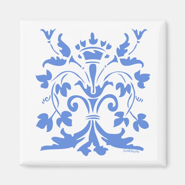 Unik Fleur de lis Queen (blå) Magnet (Framsidan)