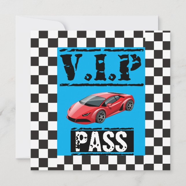 Unik Födelsedagsfest för VIP-pass för Tävling-bil Inbjudningar (Framsida)