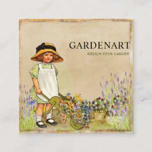 Unik för Loely Vintage Gardener Fyrkantigt Visitkort