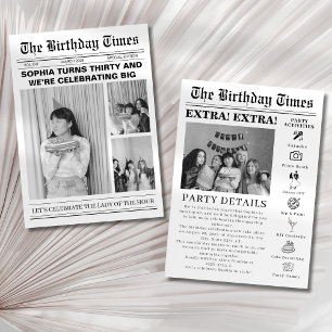 Unik fotoinbjudan för tidningen 30års födelsedag inbjudningar