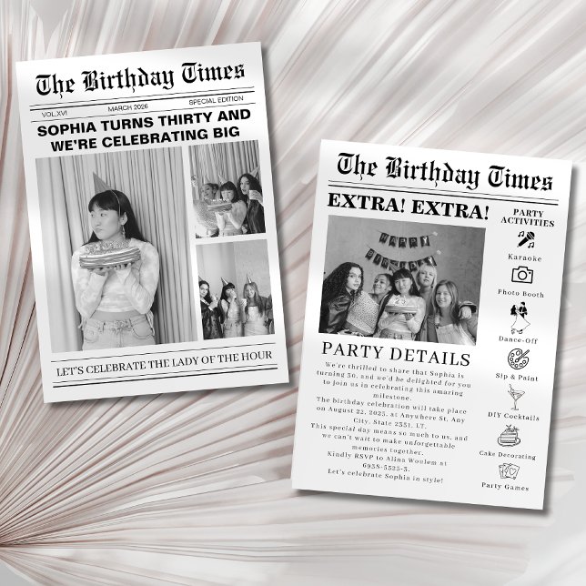 Unik fotoinbjudan för tidningen 30års födelsedag inbjudningar (Skapare uppladdad)