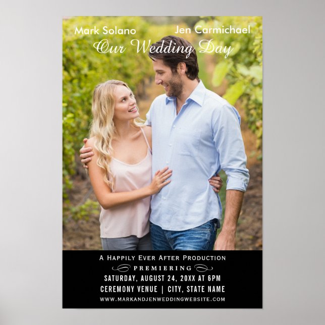 Unik fotoinbjudningsfilm för svart Bröllop Poster (Framsidan)