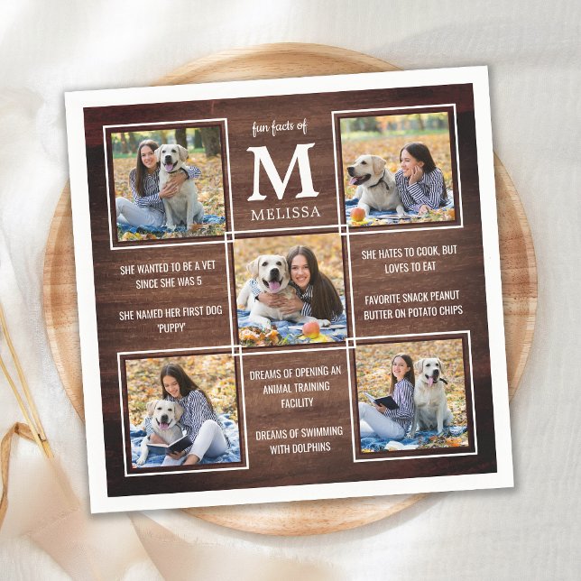 Unik fotokollage för Rustic Student Roligt Pappersservett (Skapare uppladdad)