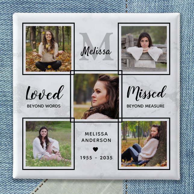 Unik fotokollage med funktionellt minnesmärke knapp (Skapare uppladdad)