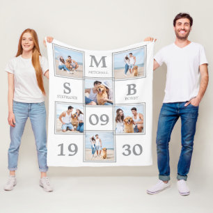 Unik fotokollage Newlyged Keepsaké Bröllop Fleecefilt
