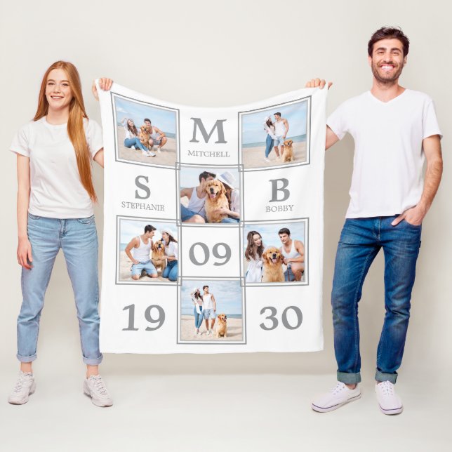 Unik fotokollage Newlyged Keepsaké Bröllop Fleecefilt (På plats)