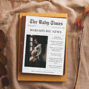 Unik fotomatesetikettbabystövel för dagstidningar inbjudningar