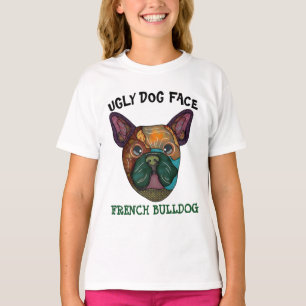 Unik Fransk Bulldog ful ansikte T-Shirt